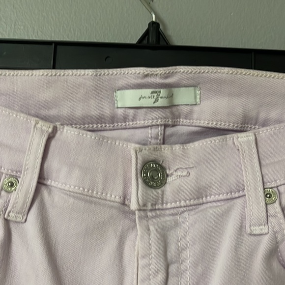 Rare, Like New! For All Mankind- Baby Pink Skinny Jeans with Distress hem - Picture 4 of 10
